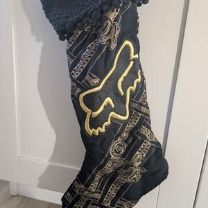 Fox Black and Gold Holiday Stocking